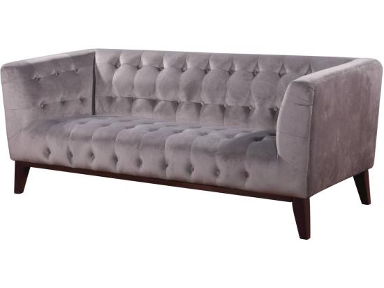 Vente Unique Canapé Droit Fixe En Velours "Vanessa" - 3 Places - Gris Clair