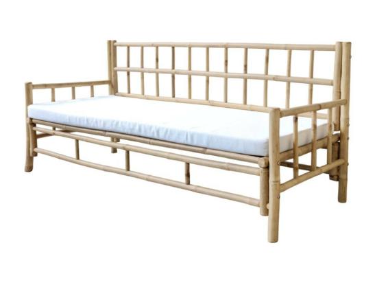 Vente Unique Canapé En Bambou Avec Coussins Marron 176 X 72 X 80 Cm