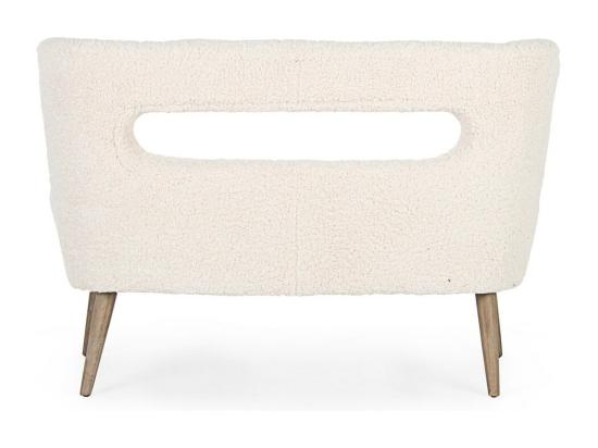 Vente Unique Canapé En Tissu Blanc Effet Laine Pieds En Bois D'hévéa - CORTINA