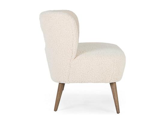 Vente Unique Canapé En Tissu Blanc Effet Laine Pieds En Bois D'hévéa - CORTINA