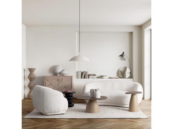 vente unique Canapé en tissu effet bouclé blanc - TECLA