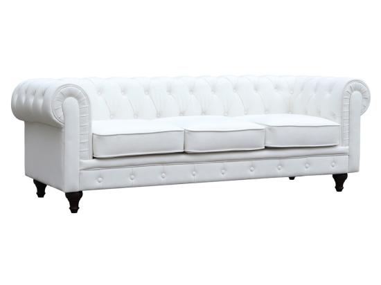 Vente Unique Canapé Fixe Chesterfield "Aliza" - 208 X 82 X 70 Cm - 3 Places - Blanc