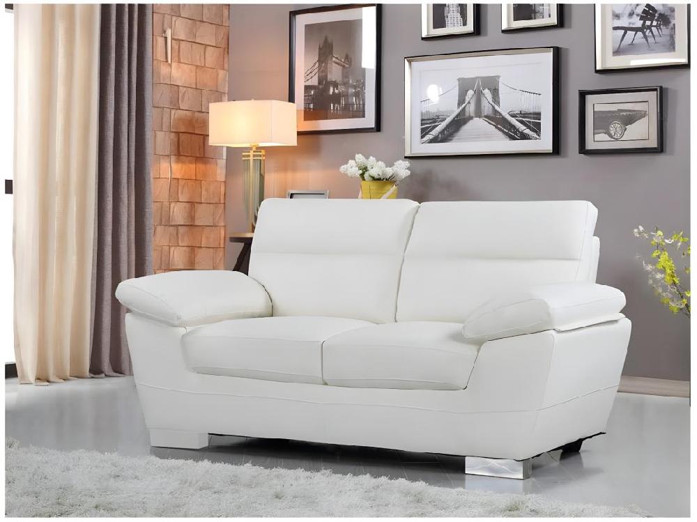 Vente Unique Canapé Fixe En Cuir Reconstitué Et PVC "Dallas" - 169 X 88 X 90 Cm - 2 Places - Blanc