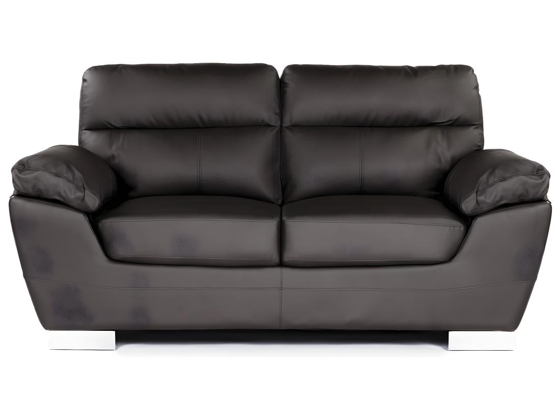 Vente Unique Canapé Fixe En Cuir Reconstitué Et PVC "Dallas" - 169 X 88 X 90 Cm - 2 Places - Chocolat