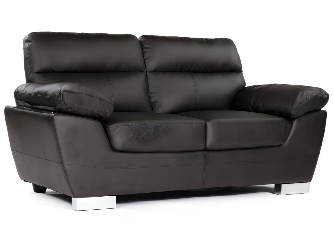 vente unique Canapé fixe en cuir reconstitué et PVC "Dallas" - 169 x 88 x 90 cm - 2 places - Chocolat