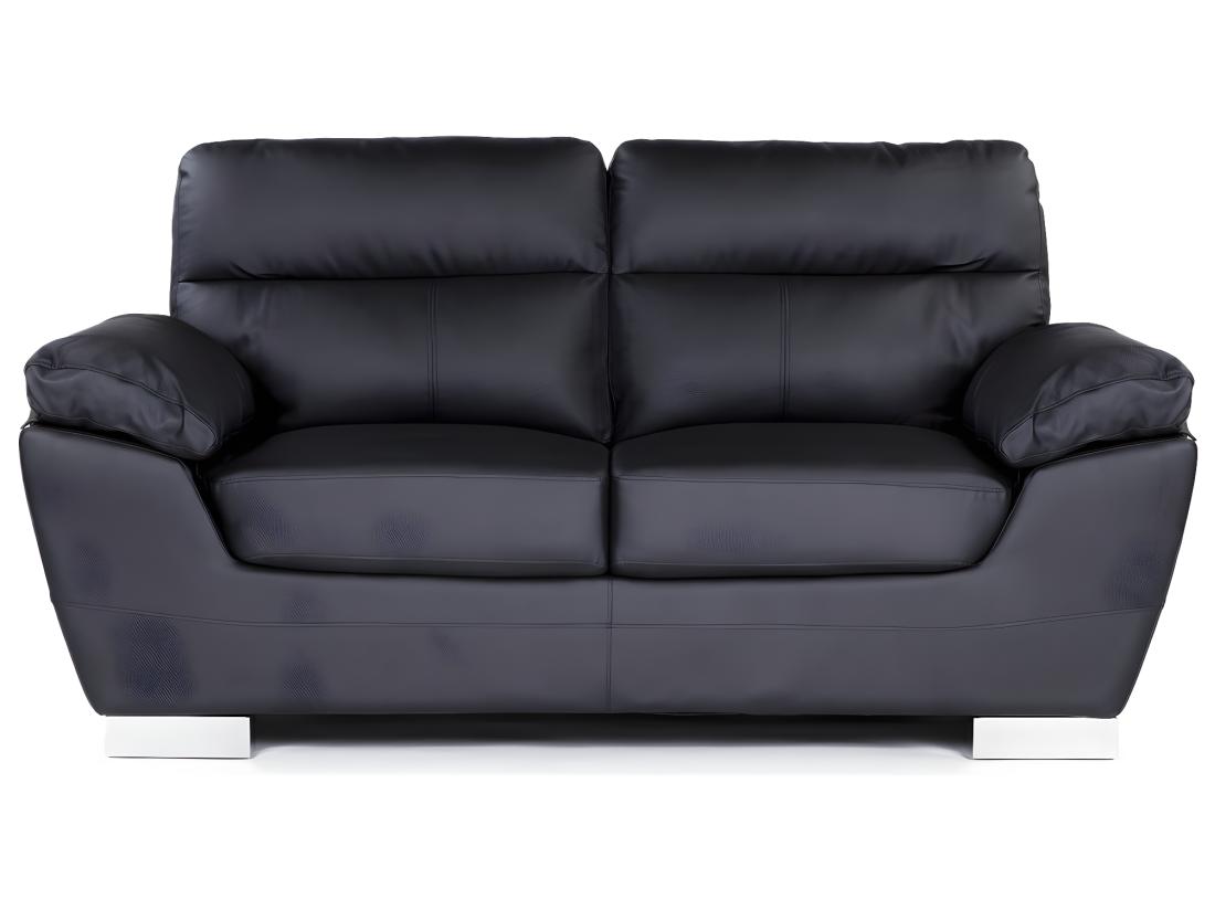 vente unique Canapé fixe en cuir reconstitué et PVC "Dallas" - 169 x 88 x 90 cm - 2 places - Noir