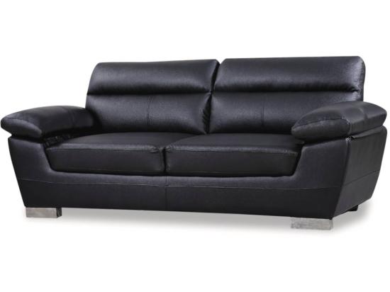 Vente Unique Canapé Fixe En Cuir Reconstitué Et PVC "Dallas" - 210 X 88 X 90 Cm - 3 Places - Noir