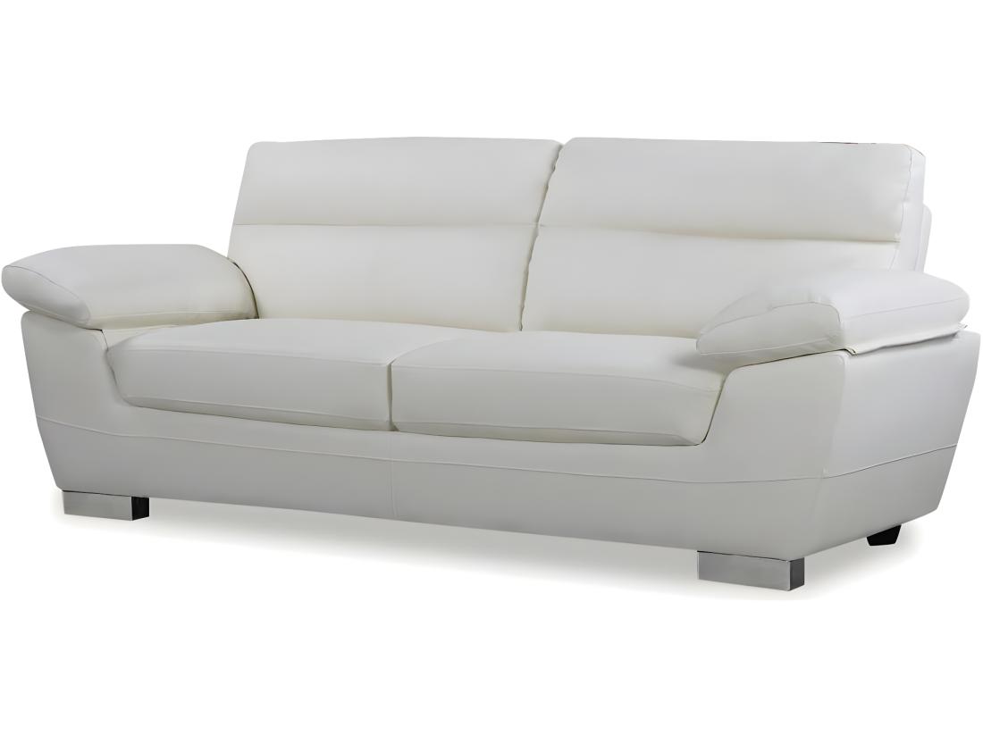Vente Unique Canapé Fixe En Cuir Reconstitué Et PVC "Dallas" - 210 X 88 X 90 Cm - 3 Places - Blanc