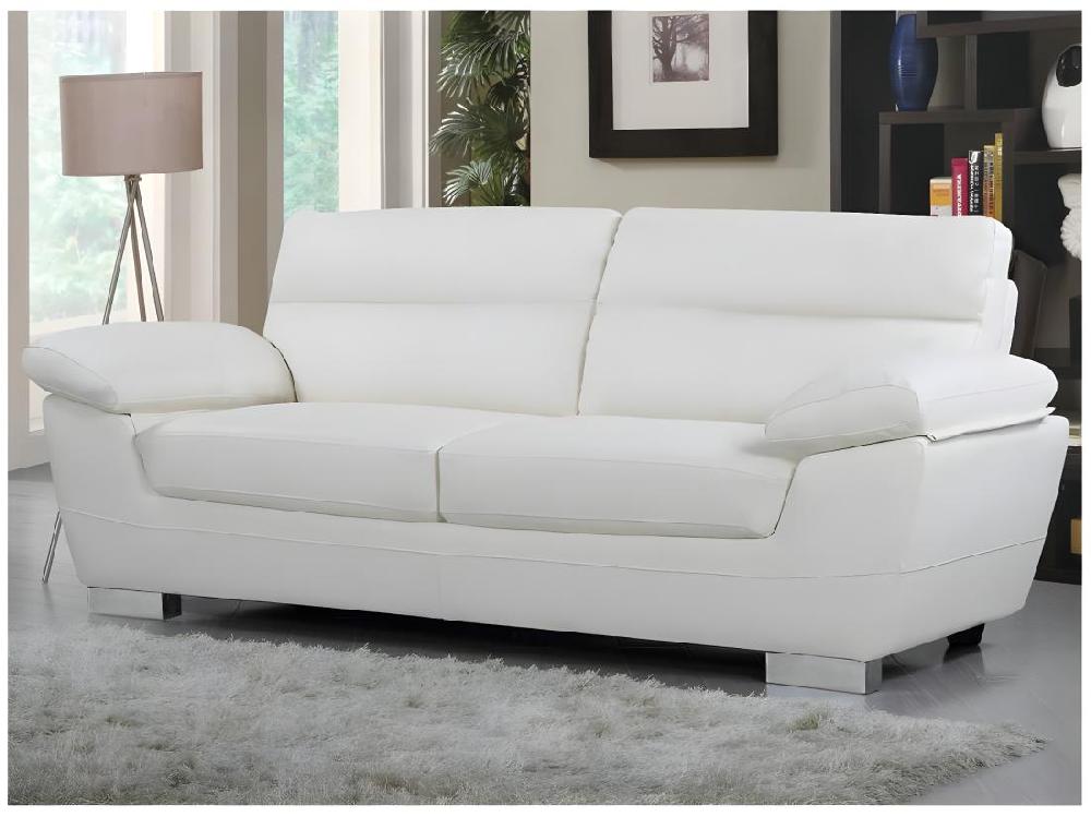 vente unique Canapé fixe en cuir reconstitué et PVC "Dallas" - 210 X 88 X 90 cm - 3 places - Blanc