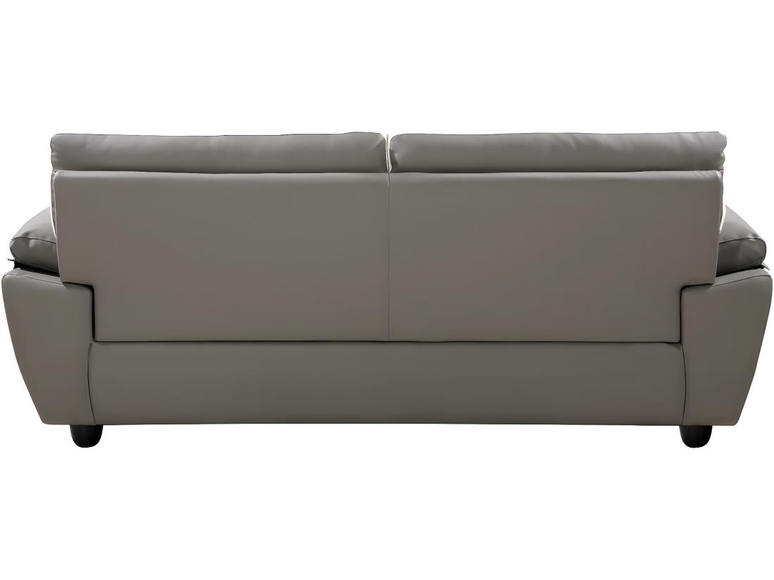 vente unique Canapé fixe en cuir reconstitué et PVC " Dallas" - 210 x 88 x 90 cm - 3 places - Gris/Blanc