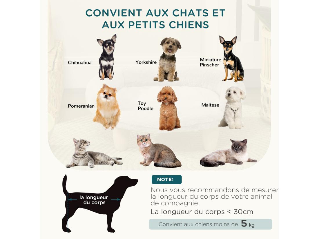 Vente Unique Canapé Panier Chien Ou Chat Design Scandinave Housse Amovible Pieds En Bois Peluche Douce Gris