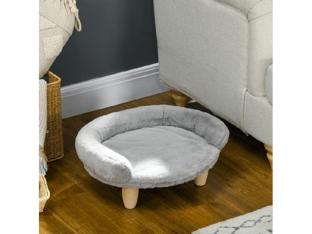 Vente Unique Canapé Panier Chien Ou Chat Design Scandinave Housse Amovible Pieds En Bois Peluche Douce Gris