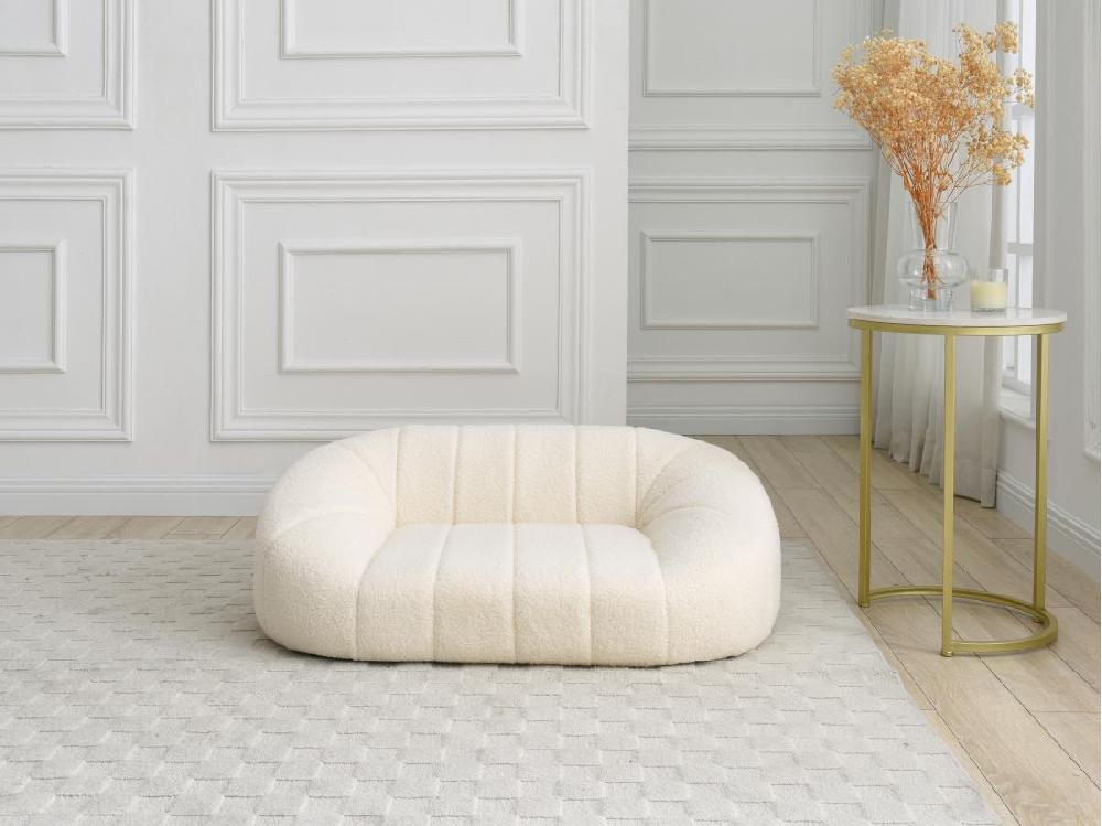 Vente Unique Canapé Pour Animaux En Tissu Bouclette - Blanc Crème - L. 98 X P. 62 X H. 33 Cm - PARUIMA