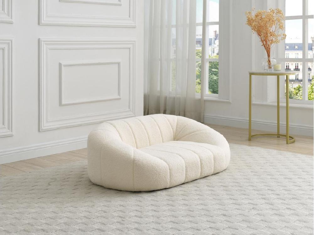 vente unique Canapé pour animaux en tissu bouclette - Blanc crème - L. 98 x P. 62 x H. 33 cm - PARUIMA