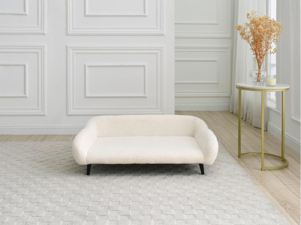 vente unique Canapé pour animaux en tissu bouclette et piètement métal - L.99 x P. 61 cm - Blanc crème - ZOLIA