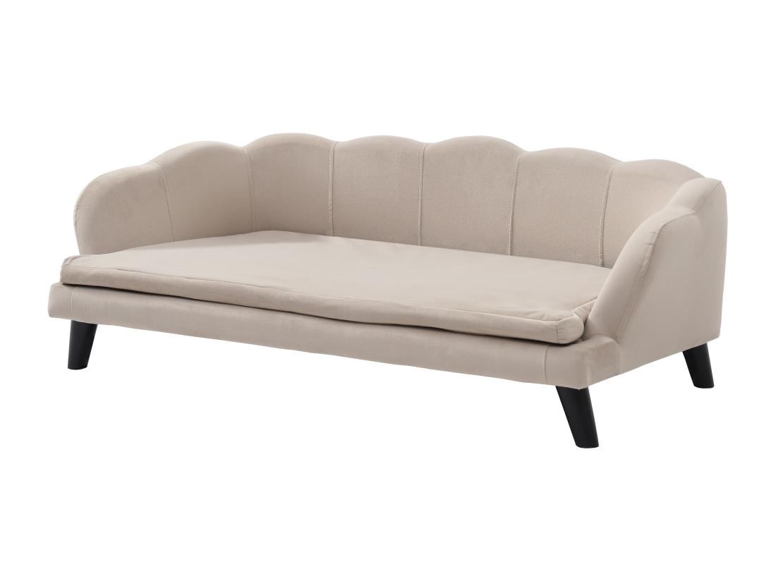Vente Unique Canapé Pour Animaux En Velours Et Piètement Bois - Beige - L. 97 X P. 59 X H. 35 Cm - PARUPA