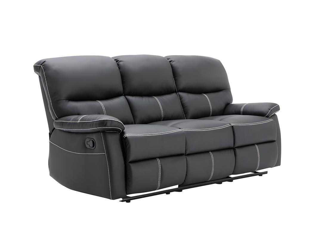 Vente Unique Canapés 3 Places 2 Places Et Un Fauteuil Relax En Simili Noir CANBY
