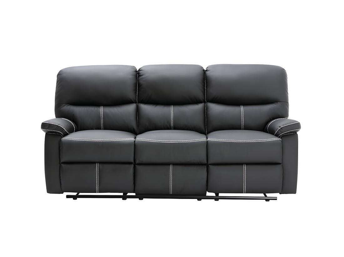Vente Unique Canapés 3 Places 2 Places Et Un Fauteuil Relax En Simili Noir CANBY