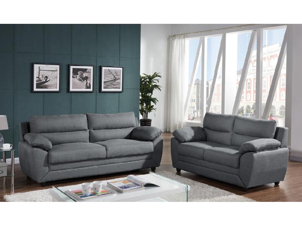 vente unique Canapés 3 places et 2 places en tissu anthracite MANOA