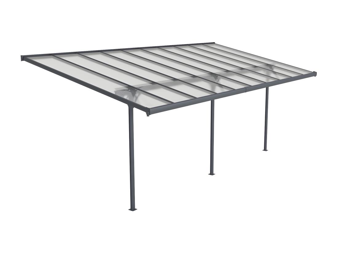Vente Unique Carport Pergola Adossé En Aluminium 18 8 M² Anthracite - ALVARO