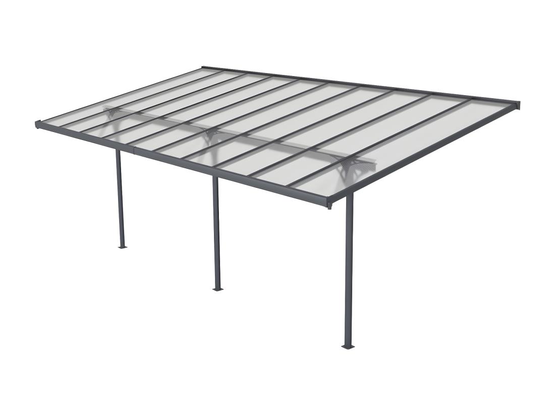 Vente Unique Carport Pergola Adossé En Aluminium 18 8 M² Anthracite - ALVARO