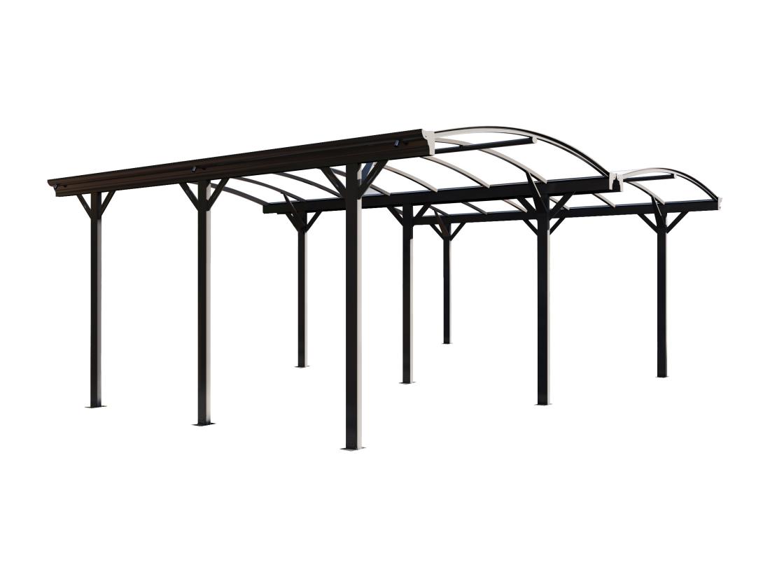 Vente Unique Carport Pergola Double Autoportant En Aluminium - 2 Voitures - 30 M² - Gris Anthracite - BARESA
