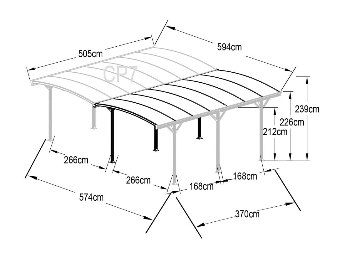 Vente Unique Carport Pergola Double Autoportant En Aluminium - 2 Voitures - 30 M² - Gris Anthracite - BARESA