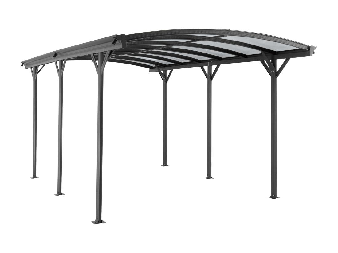 Vente Unique Carport Pergola Simple Autoportant En Aluminium - 1 Voiture - 15 15 M² - Gris Anthracite - BARESA