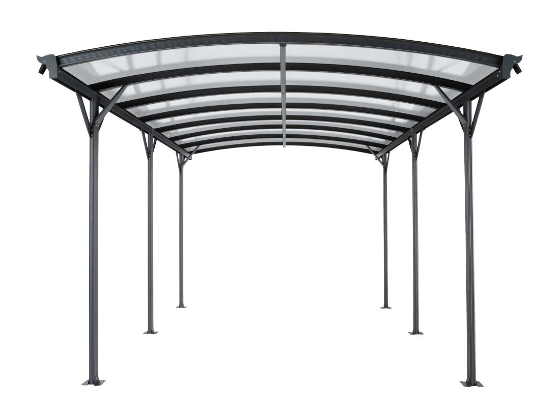Vente Unique Carport Pergola Simple Autoportant En Aluminium - 1 Voiture - 15 15 M² - Gris Anthracite - BARESA