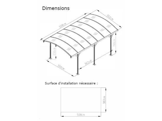 Vente Unique Carport Pergola Simple Autoportant En Aluminium - 1 Voiture - 15 3 M² - Gris - GENARO