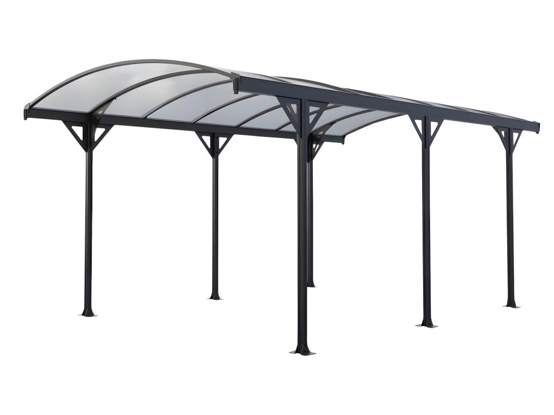 vente unique Carport pergola simple autoportant en aluminium - 1 voiture - 15 3 m² - Gris - GENARO