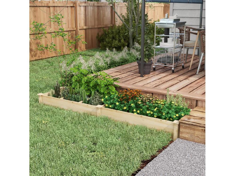 vente unique Carré potager de jardin dim. 237L x 60l x 25H cm séparations incluses bois de sapin