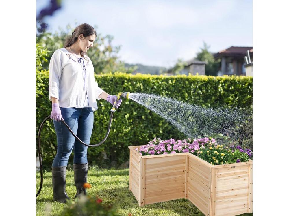 vente unique Carré Potager Jardinière en Bois de SaBois Base Ouverte en L Jardinière Surélevée pour Légumes Fruits pour Jardin Cour Pelouse 120 x 120 x 62 cm