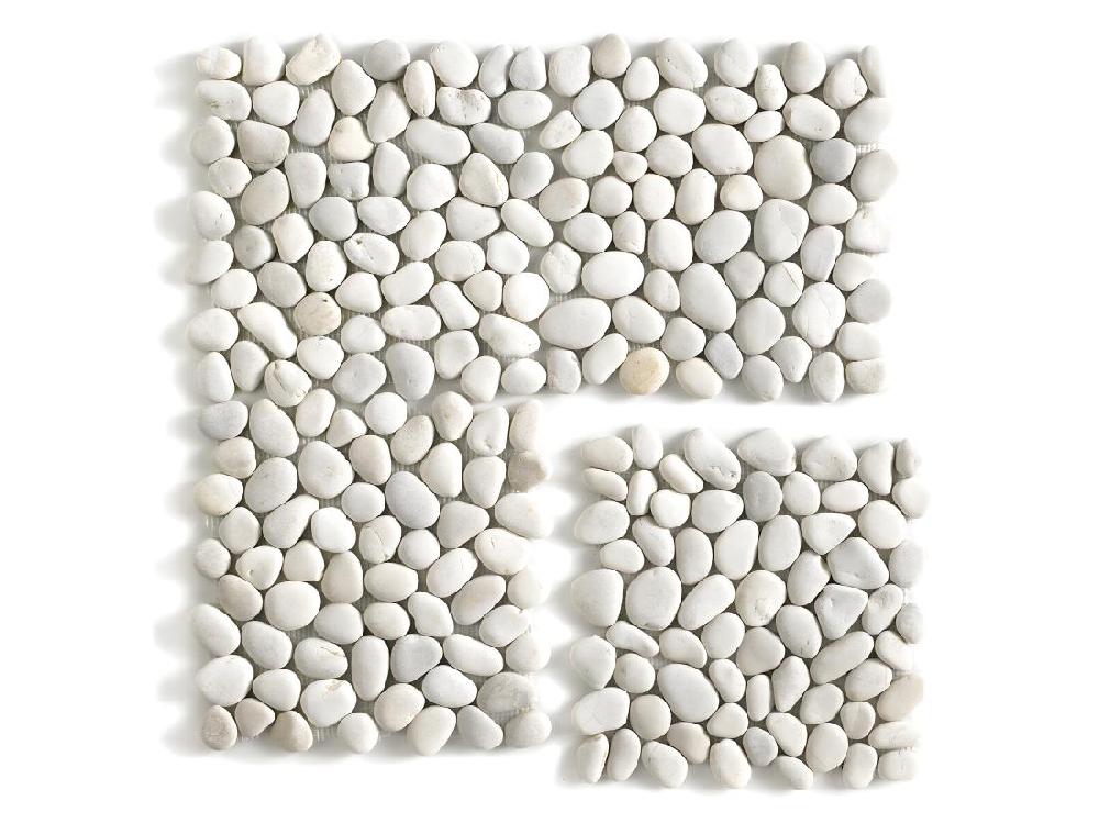 Vente Unique Carrelage De Mosaïque (Boite De 1m²)/Galet De Mer / Maille Décorative Aspect Pierre Blanc Mat - 33x33 Cm