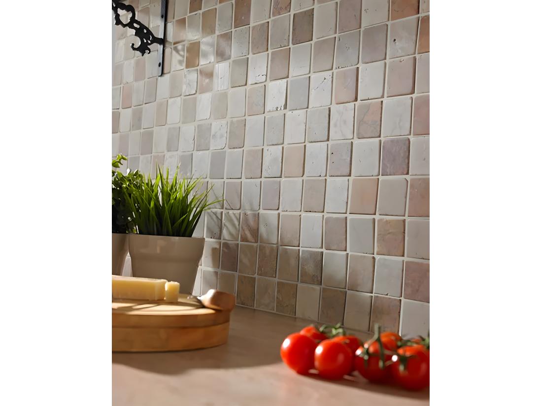 Vente Unique Carrelage De Mosaïque (Boite De 1m²) / Plaque Mosaïque Mur Et Sol En Marbre Naturel multicolore - 30 X 30 Cm