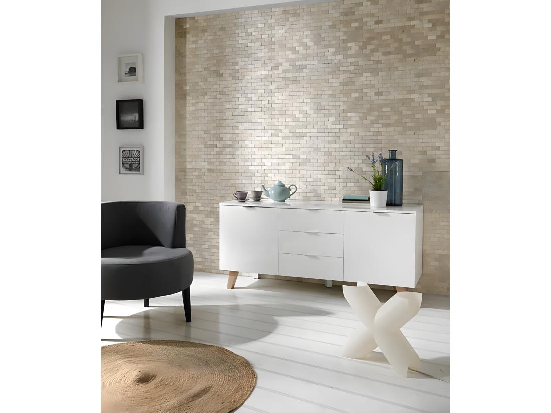 Vente Unique Carrelage De Mosaïque/Plaque Mosaïque Mur Et Sol En Marbre Naturel Coloris Beige Mat - 30 X 30 Cm
