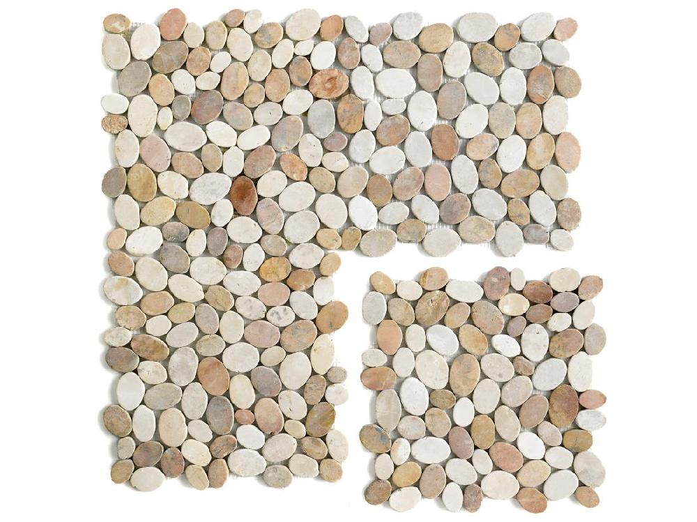 Vente Unique Carrelage De Mosaïque/Plaque Mosaïque Mur Et Sol En Marbre Naturel Coloris blanc Et Beige Mat - 33 X 33 Cm