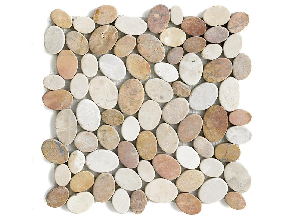 vente unique Carrelage de mosaïque/Plaque mosaïque mur et sol en marbre naturel coloris blanc et beige mat - 33 x 33 cm