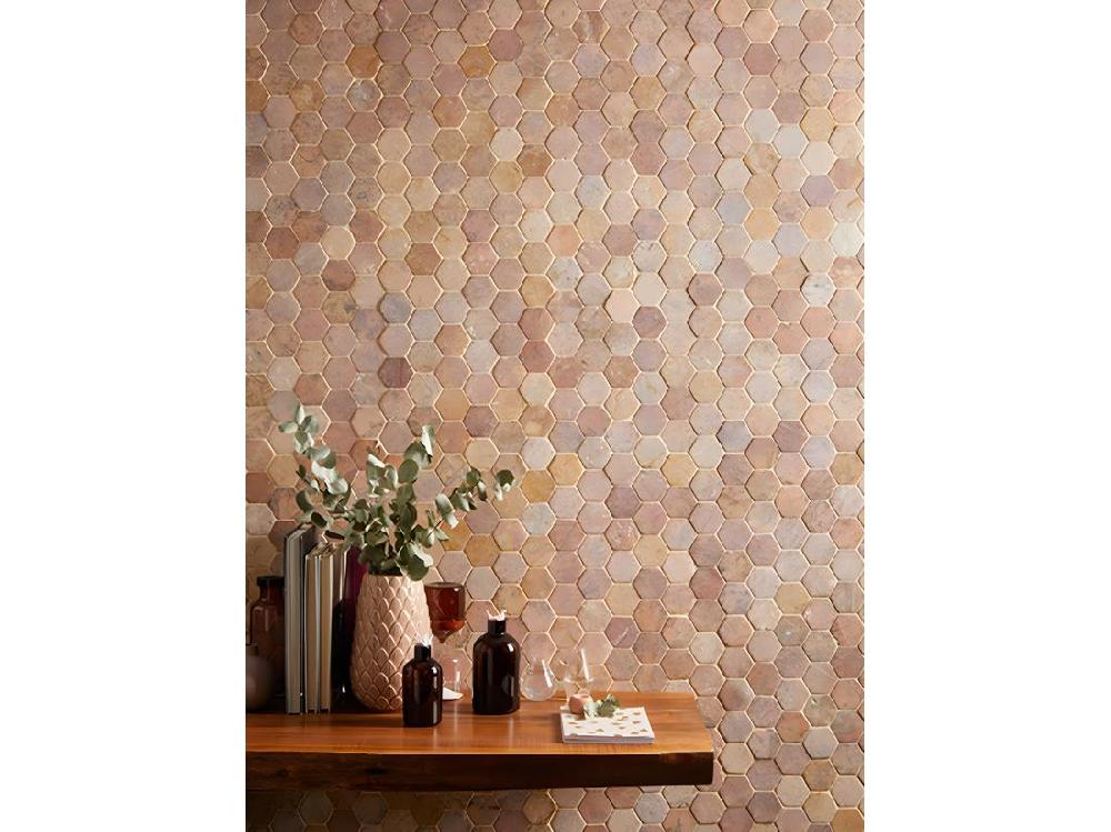 Vente Unique Carrelage Mosaïque (Boite De 1m²) /Plaque De Mosaïque Mur Et Sol En Marbre Naturel Coloris rose - 33 X 33 Cm