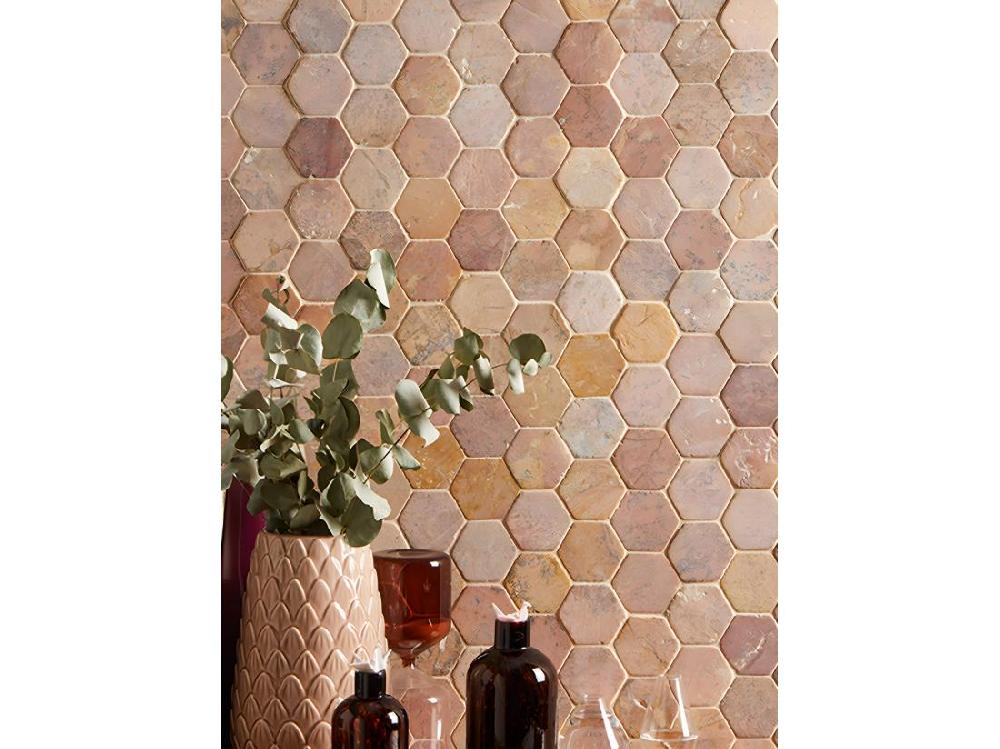 Vente Unique Carrelage Mosaïque (Boite De 1m²) /Plaque De Mosaïque Mur Et Sol En Marbre Naturel Coloris rose - 33 X 33 Cm