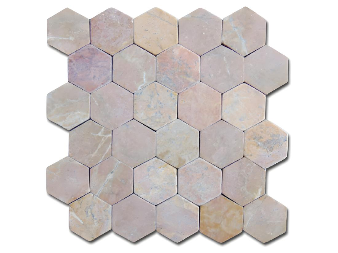 vente unique Carrelage mosaïque (Boite de 1m²) /Plaque de mosaïque mur et sol en marbre naturel coloris rose - 33 x 33 cm