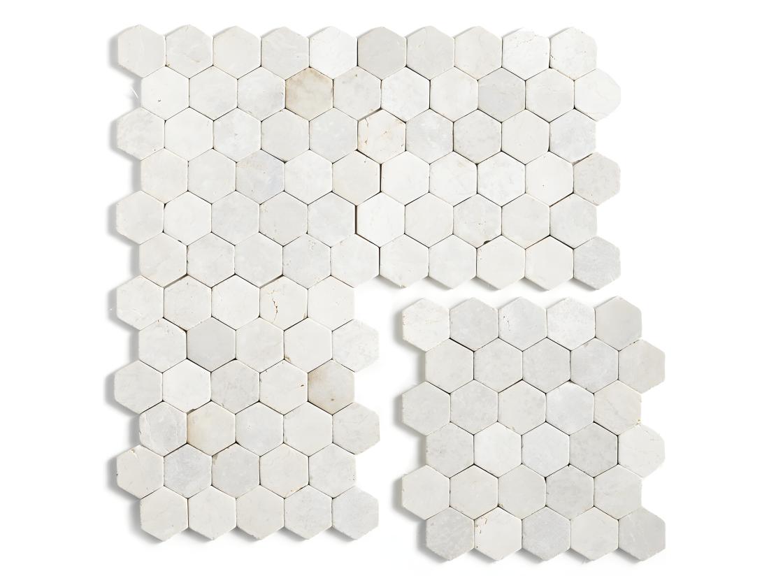 vente unique Carrelage mosaïque / Plaque de mosaïque mur et sol en marbre naturel coloris blanc - 33 x 33 cm