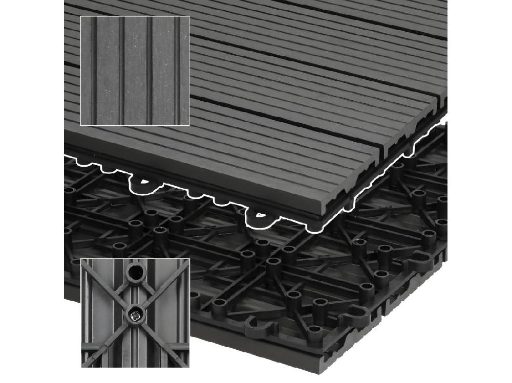 Vente Unique Carrelage Terrasse Dalles 60x30 Cm 3 M² Carrelage Jardin Aspect Bois Anthracite