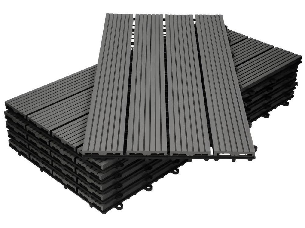 vente unique Carrelage terrasse dalles 60x30 cm 3 m² carrelage jardin aspect bois anthracite
