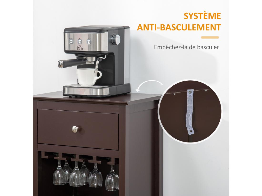 Vente Unique Casier à Vin Design Industriel étagère à Bouteilles 12 Bouteilles Support Verres à Vin Intégré MDF Brun Foncé