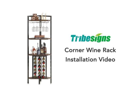 Vente Unique Casier à Vin Étagère à Vin D'angle Avec Support En Verre Et étagères De Rangement Casier à Vin Bouteilles Pour Bar à Vin Cuisine Salle à Manger Gris