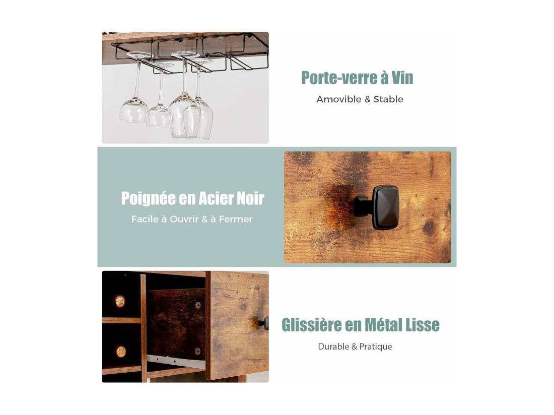 Vente Unique Casier à Vin Industriel Pour 18 Bouteilles Avec 4 étagères De Rangement 40 X 74 X 160 Cm