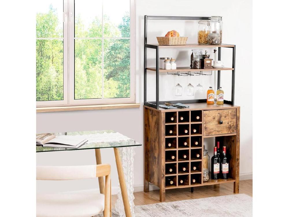 Vente Unique Casier à Vin Industriel Pour 18 Bouteilles Avec 4 étagères De Rangement 40 X 74 X 160 Cm