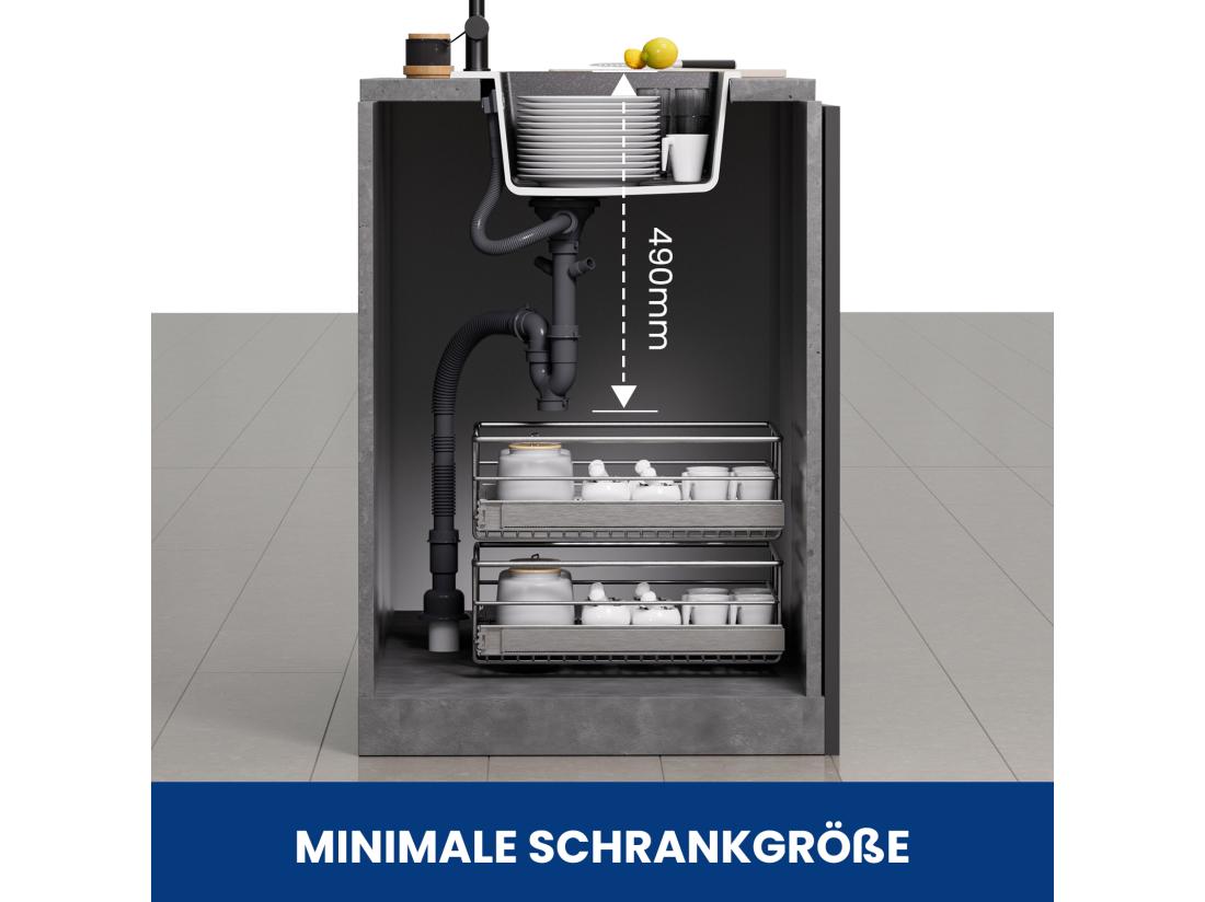 Vente Unique Cecipa MAX 40x45cm Evier De Cuisine En Quartz Et Résine Evier 1 Bac à Encastrer Evier De Cuisine 1 Cuve Sans Distributeur De Savon Noir