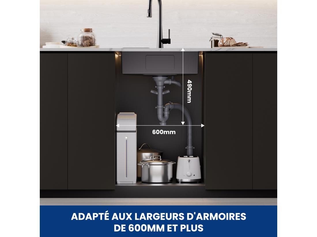 Vente Unique Cecipa MAX Évier Cuisine 1 Bac 60×45×18CM Évier Cuisine Acier Inoxydable 201 Noir Avec Panier De Drainage